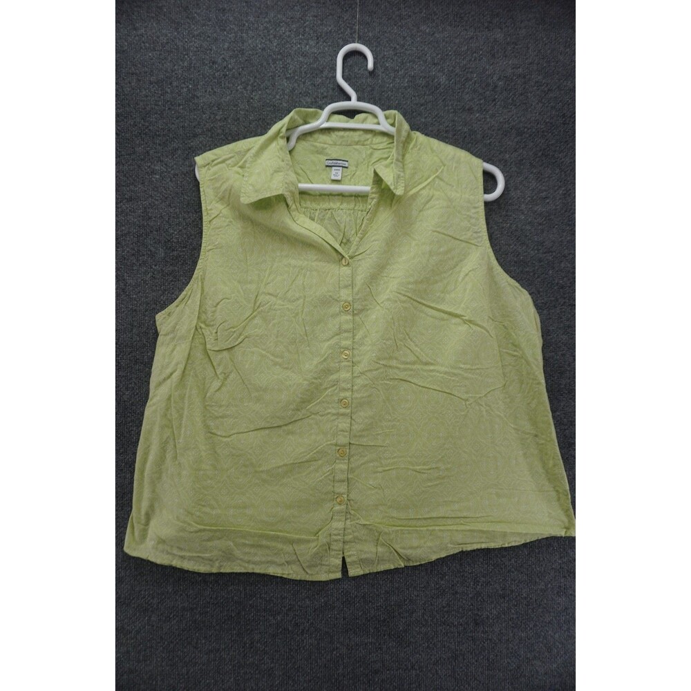 Croft & Barrow Button Shirt Womens 3X Sleeveless Green